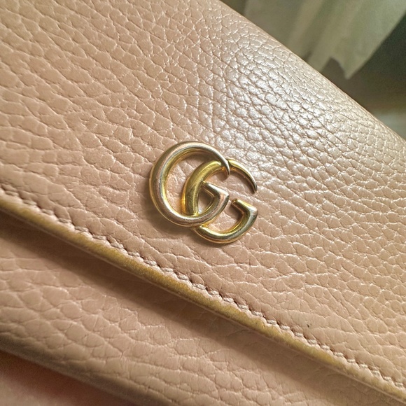 Gucci Marmont Bi fold light nude pink pebbled leather long wallet - Picture 16 of 16